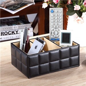 High Quality Luxury PU Leather Storage box Cosmetic Organizer Remote Control Phone Holder Home Office Organizer makeup organizer