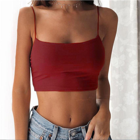 Nueva moda mujer Sexy Crop Tops sólido verano Camis mujeres Casual camisetas sin mangas chaleco sin mangas Crop Tops blusas 