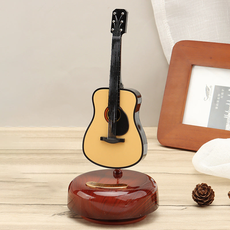 Rotating Music Box Guitar Violin Octave Box Birthday Gift Girls Holiday Gift Living Room Creative Ornaments