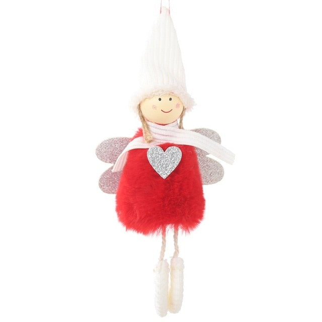 Colgantes navideños de corazón de Ángel de peluche, adornos colgantes decorativos para árbol de Navidad para vacaciones, regalo para niños, decoraciones para el hogar 