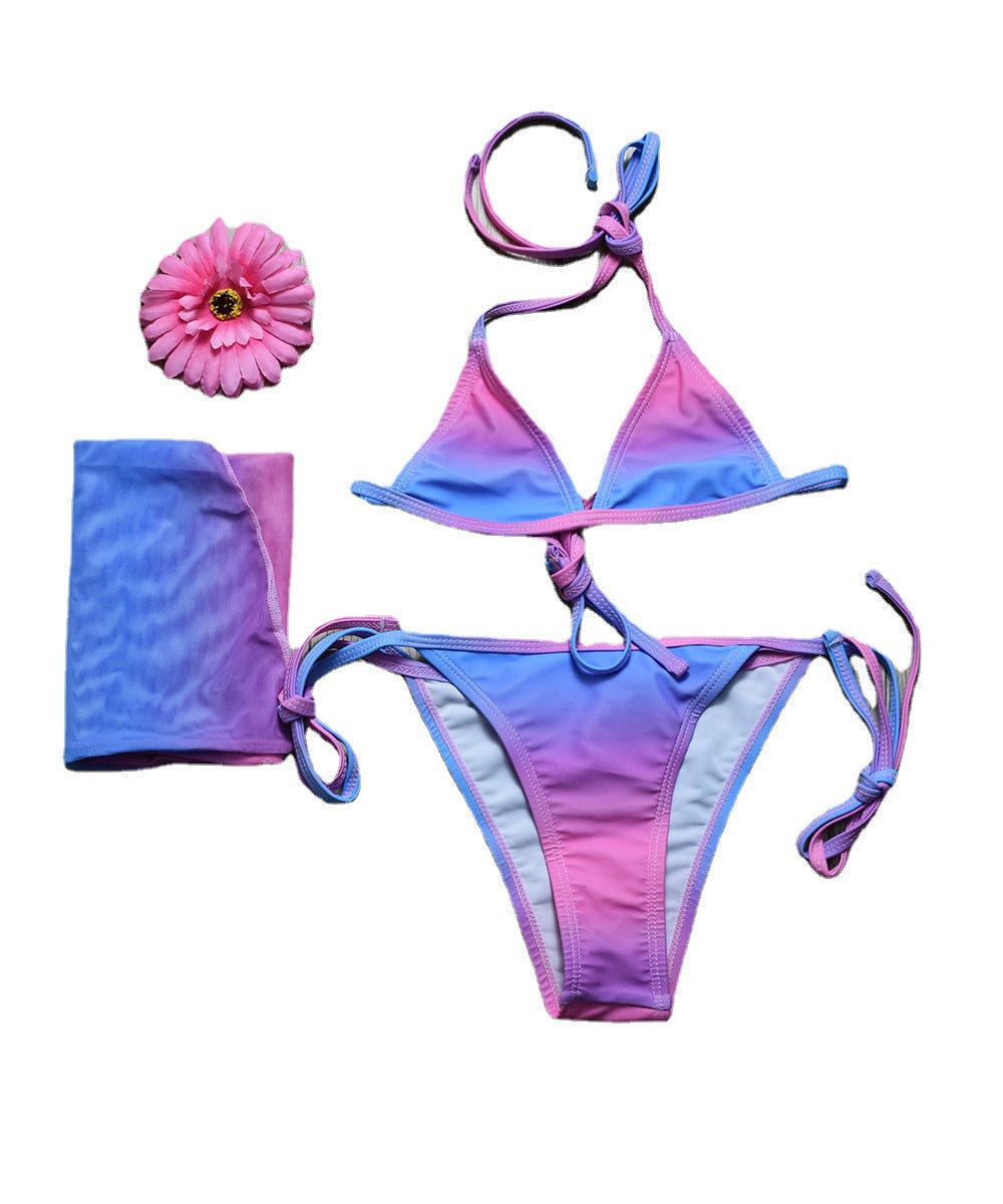 New Children's Swimwear Three Piece Backless Bikini Girls Swimsuit