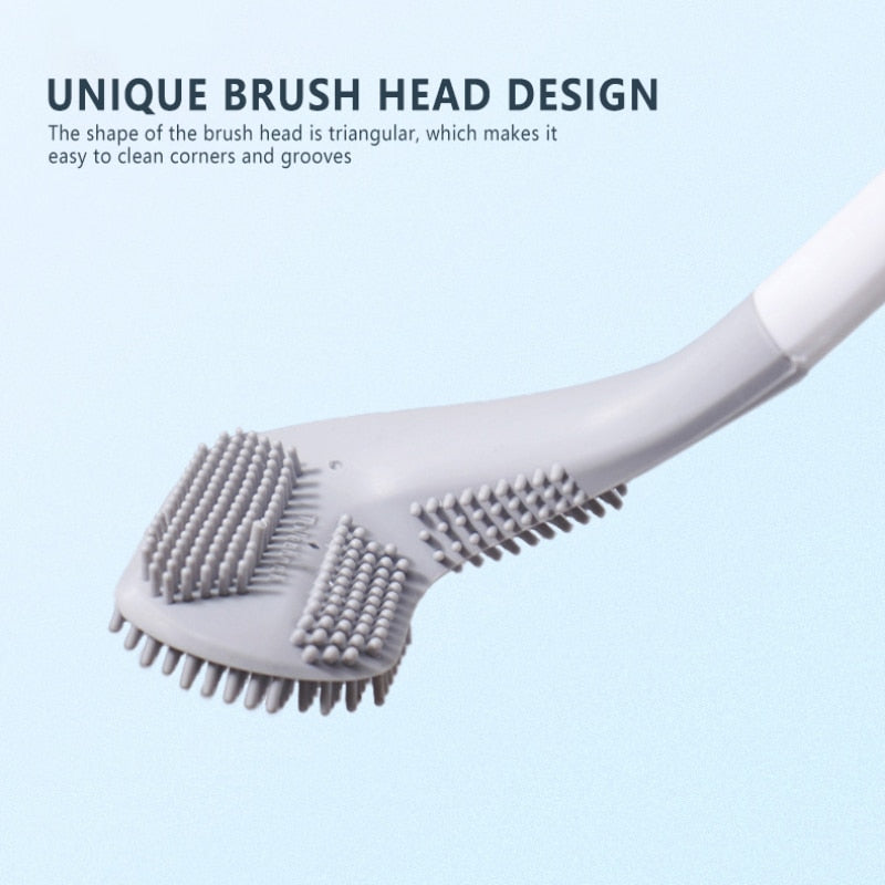 Silicone Toilet Brush Non-slip Long Handle Toilet Cleaning Brush Toilet Cleaning Brush Bendable Silicone TPR Brush Head Bathroom