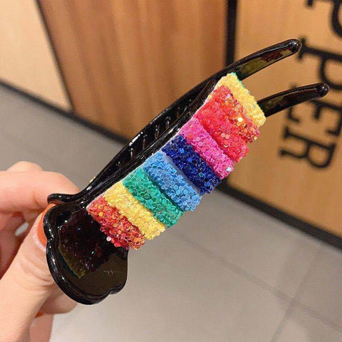 Pinzas para el cabello de arco iris coreano, cangrejos grandes para pinzas para el cabello para moño de cola de caballo 