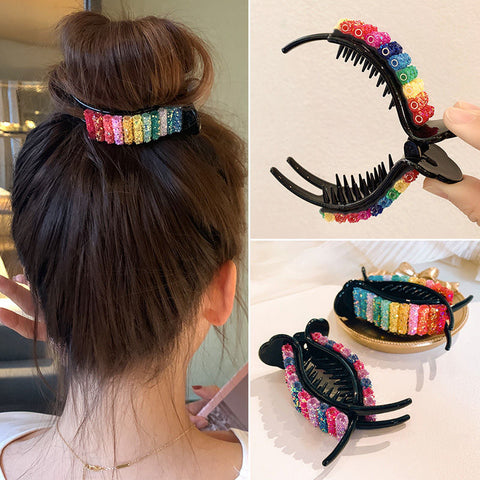 Pinzas para el cabello de arco iris coreano, cangrejos grandes para pinzas para el cabello para moño de cola de caballo 