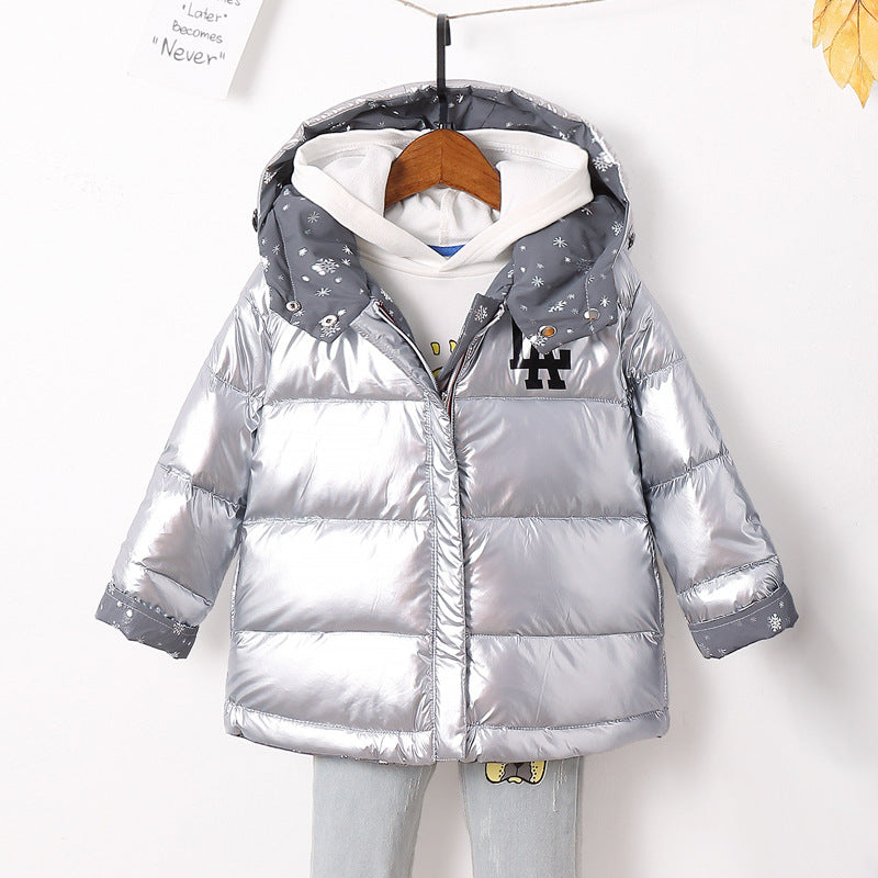 Nueva chaqueta de invierno a la moda para niños, Abrigo con capucha cálido para niñas, chaquetas de doble cara con plumón de pato 90%, abrigos para niños, Parkas para niños 