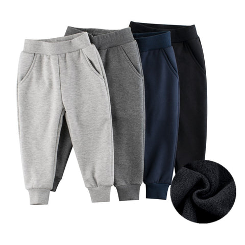 Pantalones para niños 2023 Otoño Invierno polar grueso sólido azul negro gris deporte Casual pantalones largos para 1-9 años 