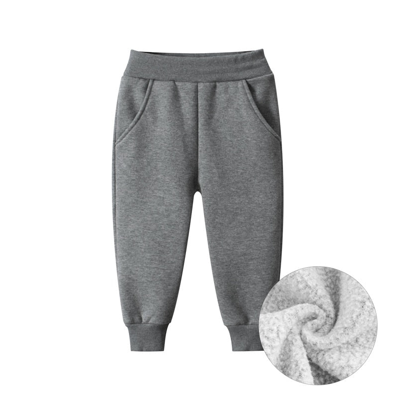 Pantalones para niños 2023 Otoño Invierno polar grueso sólido azul negro gris deporte Casual pantalones largos para 1-9 años 