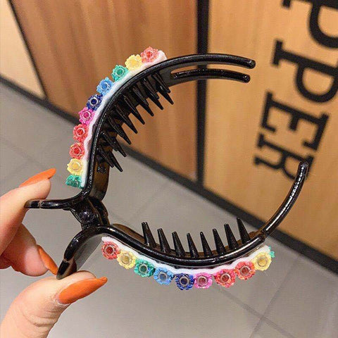 Pinzas para el cabello de arco iris coreano, cangrejos grandes para pinzas para el cabello para moño de cola de caballo 