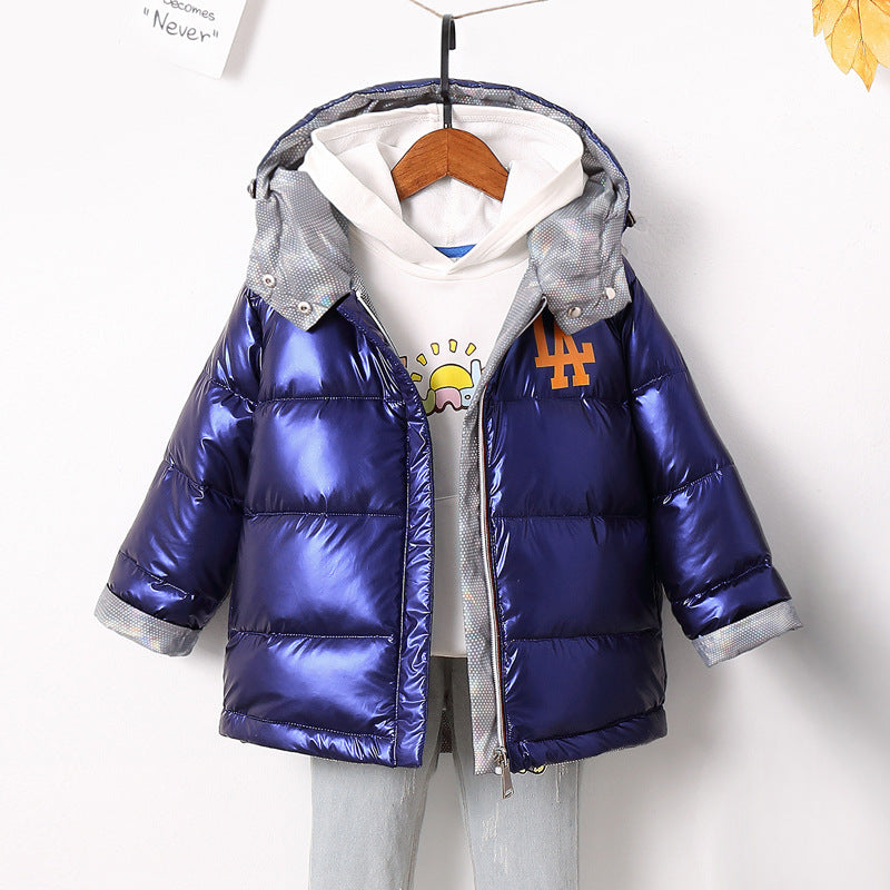 Nueva chaqueta de invierno a la moda para niños, Abrigo con capucha cálido para niñas, chaquetas de doble cara con plumón de pato 90%, abrigos para niños, Parkas para niños 