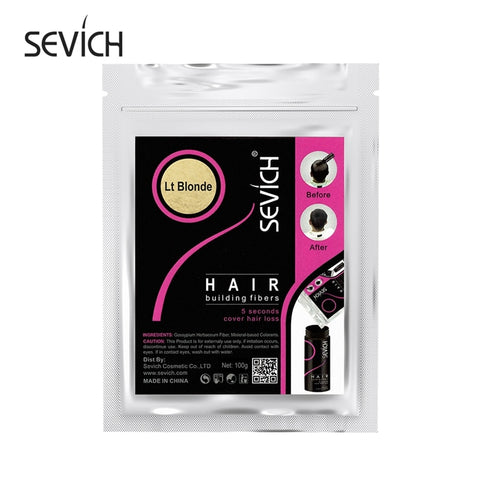 Sevich 100 g Haarfasern, 10 Farben, Keratin-Haaraufbau-Faserpulver, sofortiges Haarwachstumsfaser-Nachfüllset, 50 g Haarpflegeprodukt 