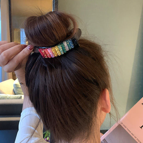 Pinzas para el cabello de arco iris coreano, cangrejos grandes para pinzas para el cabello para moño de cola de caballo 