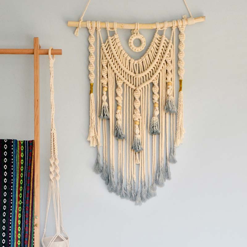 Atrapasueños de macramé para colgar en la pared tejido, colgante de pared grande sobre la cama, decoración de pared neutra, tapiz bohemio para decoración del hogar, colgante de pared