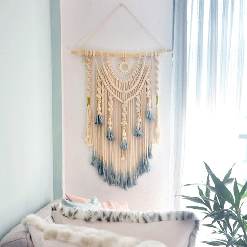 Atrapasueños de macramé para colgar en la pared tejido, colgante de pared grande sobre la cama, decoración de pared neutra, tapiz bohemio para decoración del hogar, colgante de pared