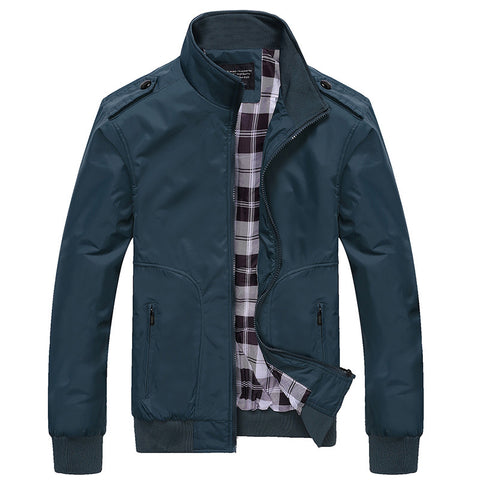 Chaquetas para hombre, abrigos informales de primavera y otoño, ropa deportiva de Color sólido para hombre, chaquetas ajustadas con cuello levantado, cazadora masculina 4XL