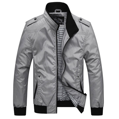 Chaquetas para hombre, abrigos informales de primavera y otoño, ropa deportiva de Color sólido para hombre, chaquetas ajustadas con cuello levantado, cazadora masculina 4XL