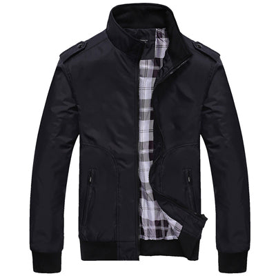 Chaquetas para hombre, abrigos informales de primavera y otoño, ropa deportiva de Color sólido para hombre, chaquetas ajustadas con cuello levantado, cazadora masculina 4XL