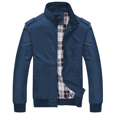 Chaquetas para hombre, abrigos informales de primavera y otoño, ropa deportiva de Color sólido para hombre, chaquetas ajustadas con cuello levantado, cazadora masculina 4XL