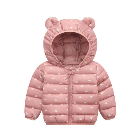 Baby girls jacket kids boys Light down coats with ear hoodie spring girl clothes infant clothing children's jackets Cute 1- 6y