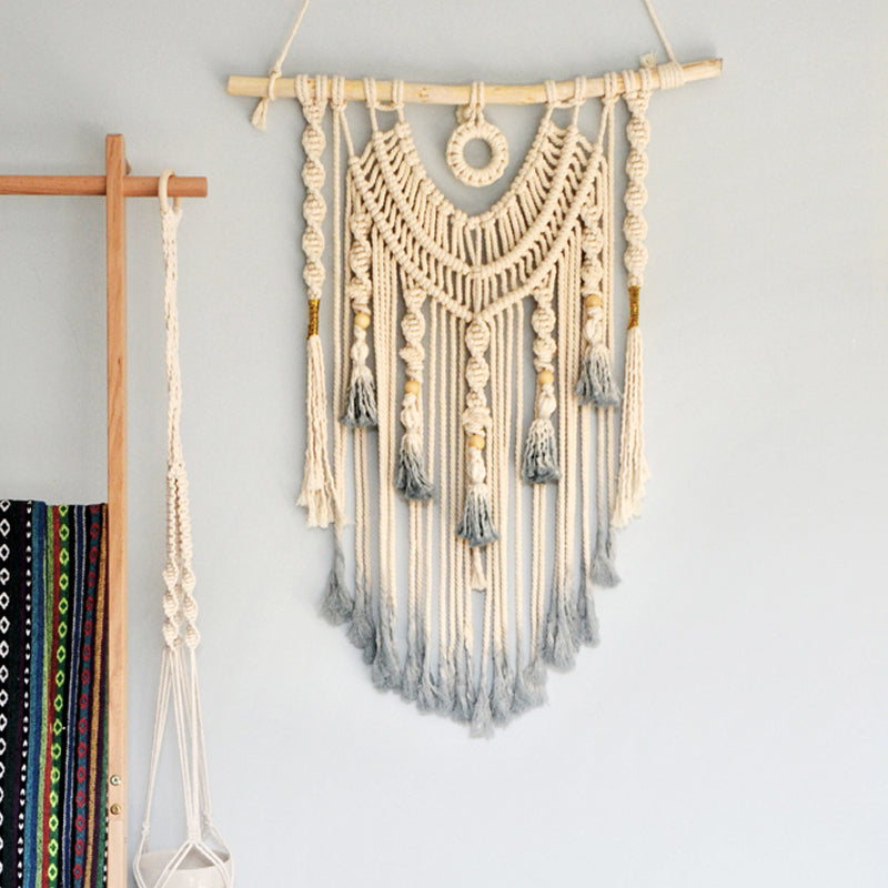 Atrapasueños de macramé para colgar en la pared tejido, colgante de pared grande sobre la cama, decoración de pared neutra, tapiz bohemio para decoración del hogar, colgante de pared