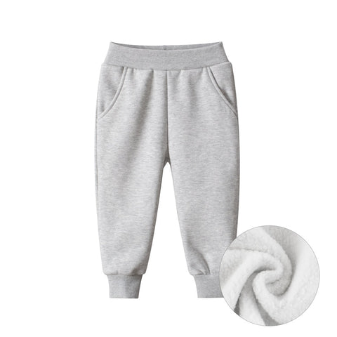 Kinder Hosen für Jungen 2023 Herbst Winter Fleece Verdickung Solide Blau Schwarz Grau Sport Casual Lange Hosen für 1-9 jahre 