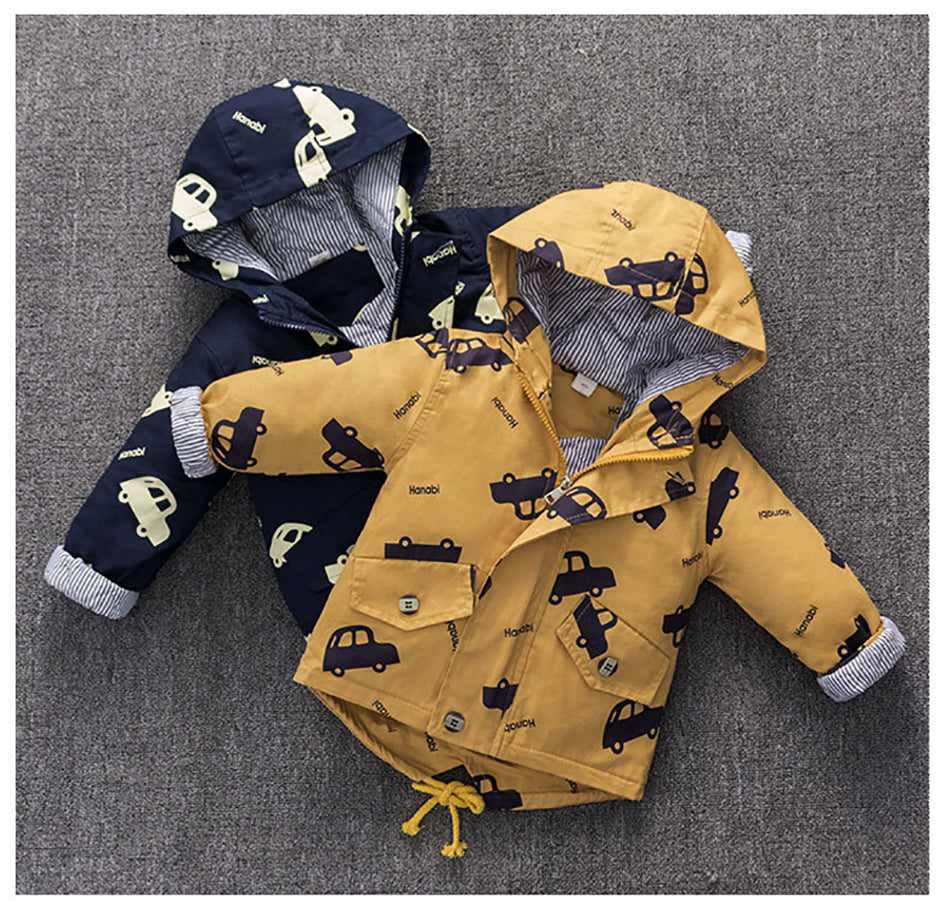 Winter Boys Jackets Child Kids Thick Warm Catoon Cars Hooded Coats Baby Girls Mid-Long Outwear Windbreaker Jackets Clothing