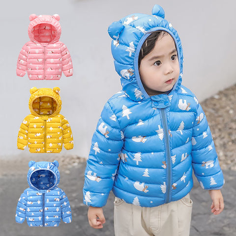 Baby girls jacket kids boys Light down coats with ear hoodie spring girl clothes infant clothing children's jackets Cute 1- 6y