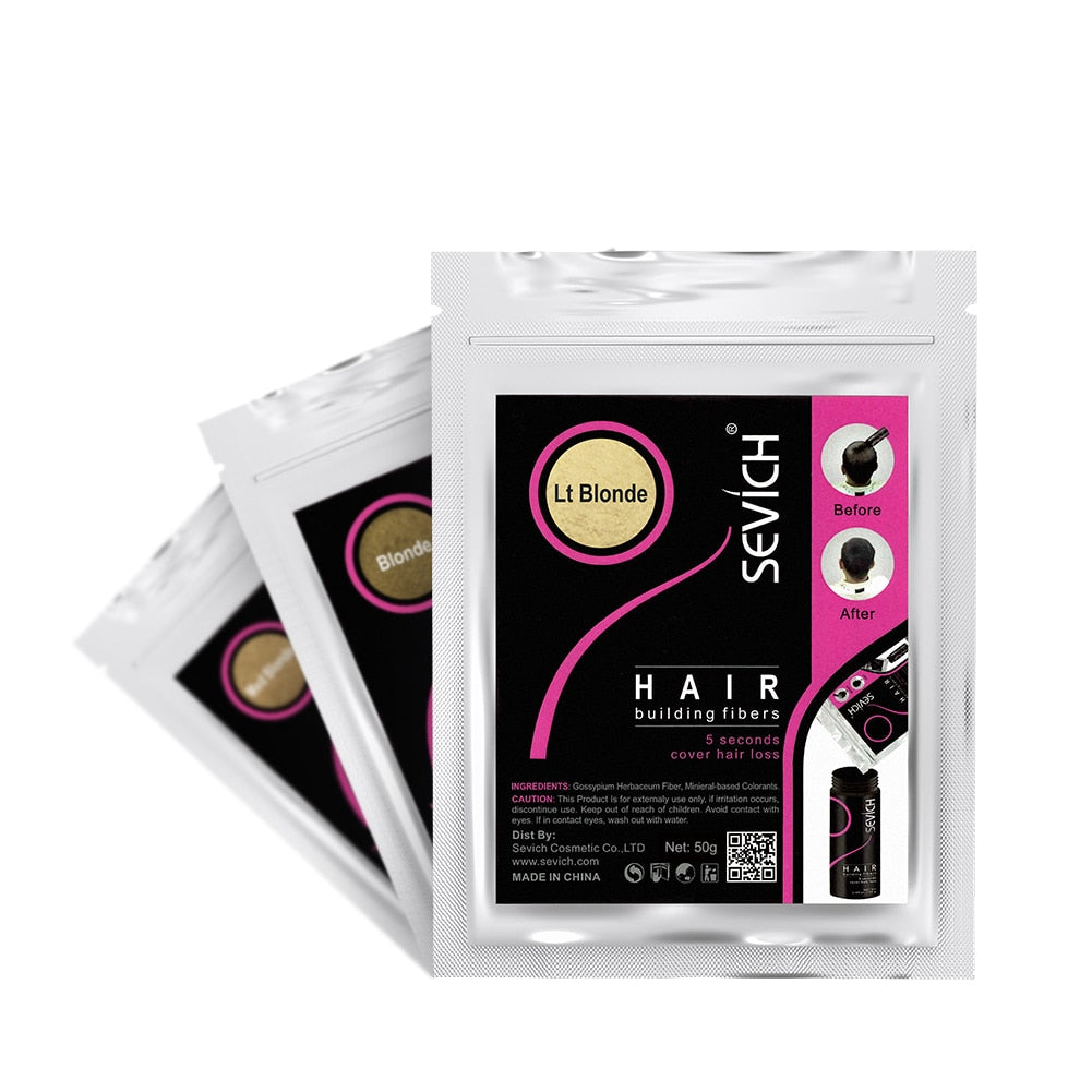 Sevich 100 g Haarfasern, 10 Farben, Keratin-Haaraufbau-Faserpulver, sofortiges Haarwachstumsfaser-Nachfüllset, 50 g Haarpflegeprodukt 