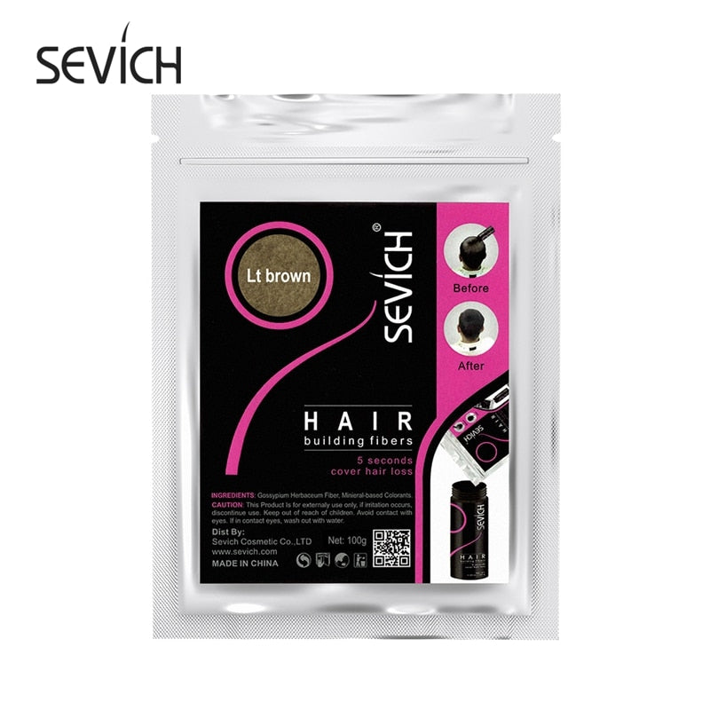 Sevich 100 g Haarfasern, 10 Farben, Keratin-Haaraufbau-Faserpulver, sofortiges Haarwachstumsfaser-Nachfüllset, 50 g Haarpflegeprodukt 