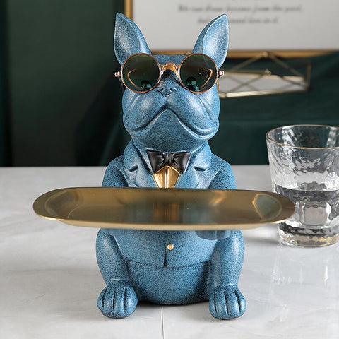 Estatuilla decorativa para la habitación del hogar, escultura de Bulldog fresca, decoración de mesa 