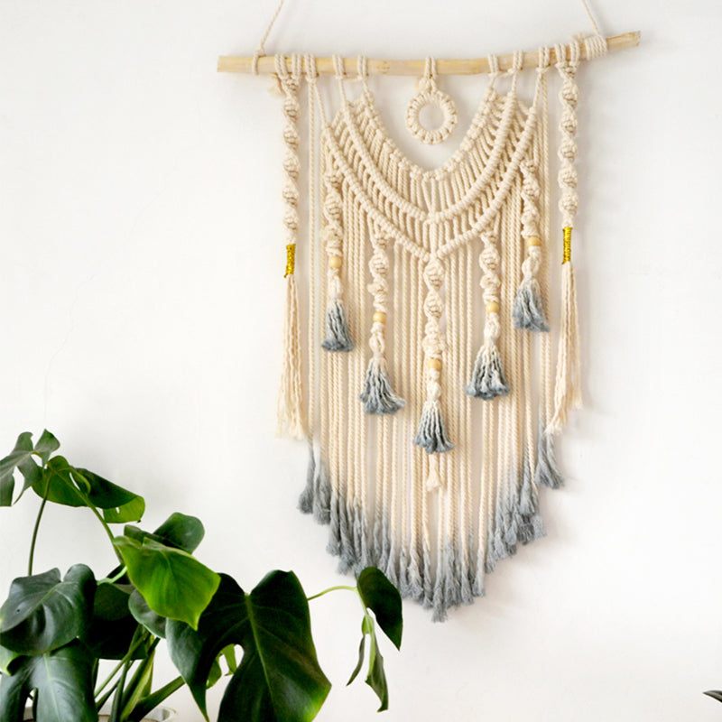 Atrapasueños de macramé para colgar en la pared tejido, colgante de pared grande sobre la cama, decoración de pared neutra, tapiz bohemio para decoración del hogar, colgante de pared