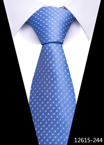 8 cm Tie Men Gravatas Classic Many Color Newest design Silk Necktie Shirt Accessories Striped Sky Blue Man's Office