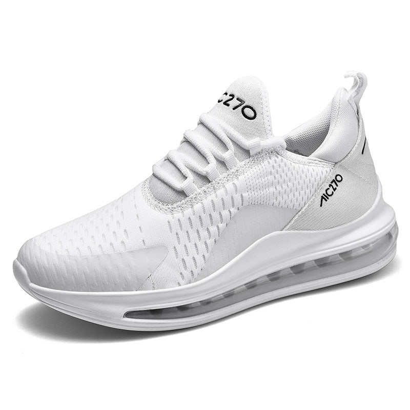 Men's Sneakers Lightweight Air Cushion Gym Fashion Shoes Mesh Surface Breathable Walking Running Athletic Sport White Sneakers