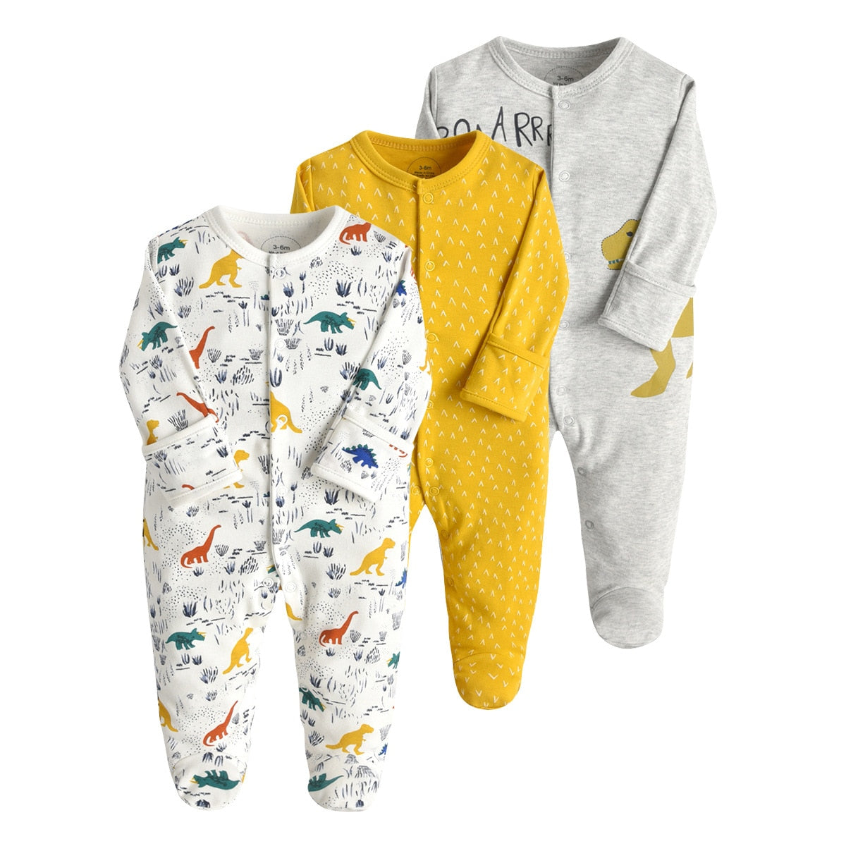 3 Pcs/Lot Newborn Jumpsuit Baby Rompers Long Sleeve Infant Clothing Cotton Baby Boys Girls Clothes 0-12Months Ropa Bebe