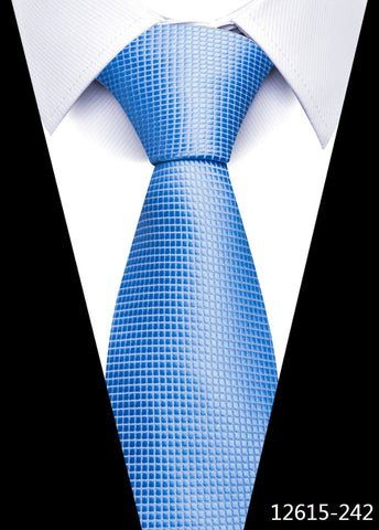 8 cm Tie Men Gravatas Classic Many Color Newest design Silk Necktie Shirt Accessories Striped Sky Blue Man's Office