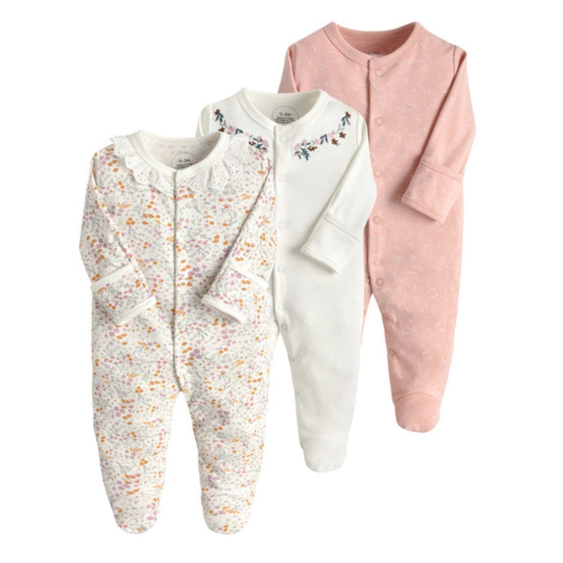 3 Pcs/Lot Newborn Jumpsuit Baby Rompers Long Sleeve Infant Clothing Cotton Baby Boys Girls Clothes 0-12Months Ropa Bebe