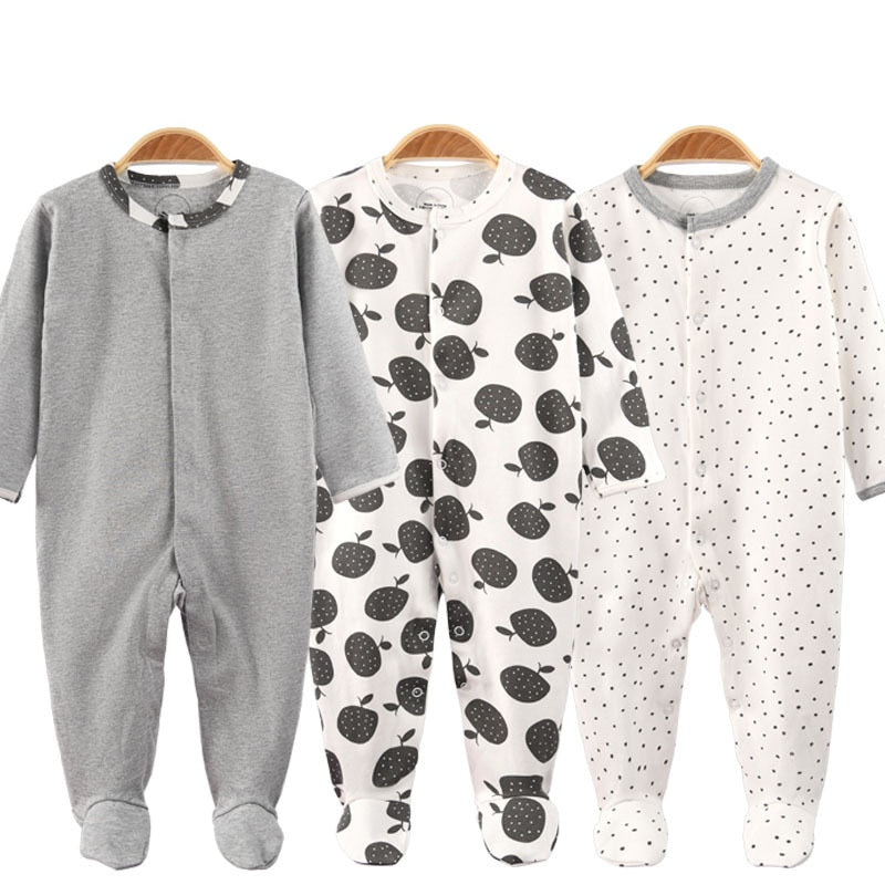 3 Pcs/Lot Newborn Jumpsuit Baby Rompers Long Sleeve Infant Clothing Cotton Baby Boys Girls Clothes 0-12Months Ropa Bebe