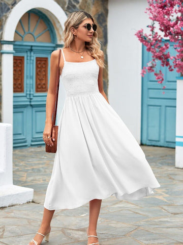 Casual Sexy Solid Backless Spaghetti Strap Off-Shoulder Dresses