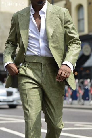 Summer Army Green Men Suits