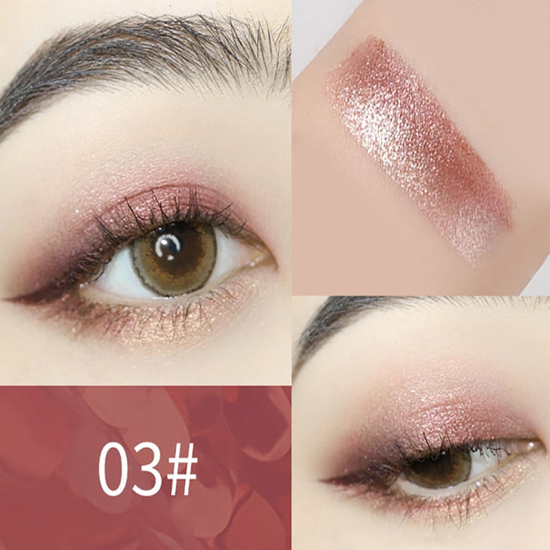 Doble Color brillo sombra de ojos lápiz en barra sombra de ojos maquillaje impermeable Bicolor brillo cosméticos herramienta de maquillaje de belleza 