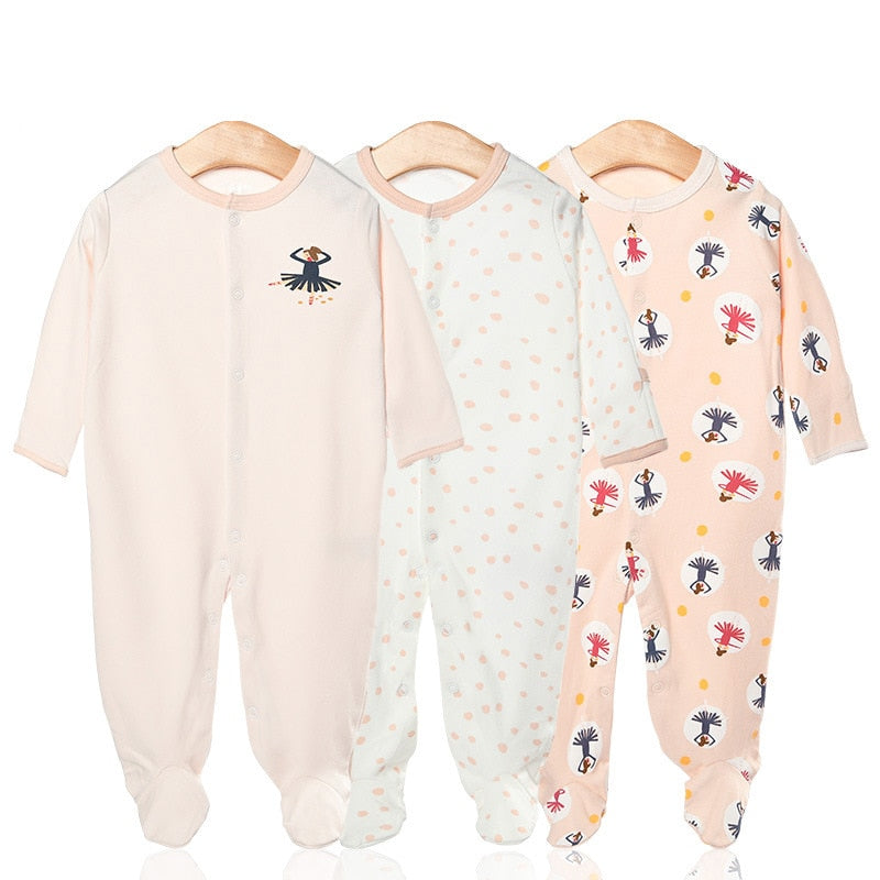 3 Pcs/Lot Newborn Jumpsuit Baby Rompers Long Sleeve Infant Clothing Cotton Baby Boys Girls Clothes 0-12Months Ropa Bebe