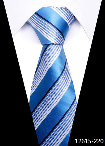 8 cm Tie Men Gravatas Classic Many Color Newest design Silk Necktie Shirt Accessories Striped Sky Blue Man's Office