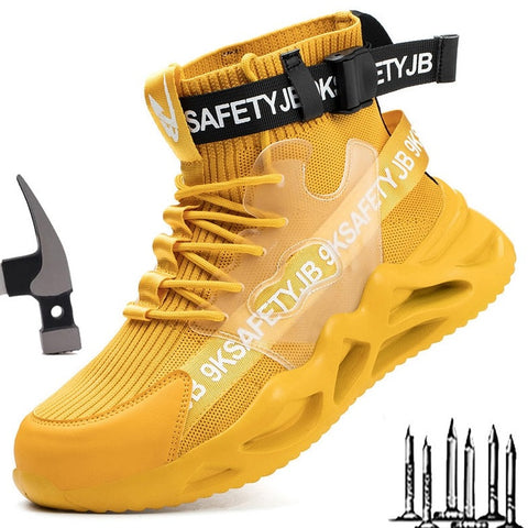 AMAWEI Indestructible Man High Top Safety Shoes  Non-Slip Work Sneakers Breathable Men Steel Toe Puncture Proof Safety Boots