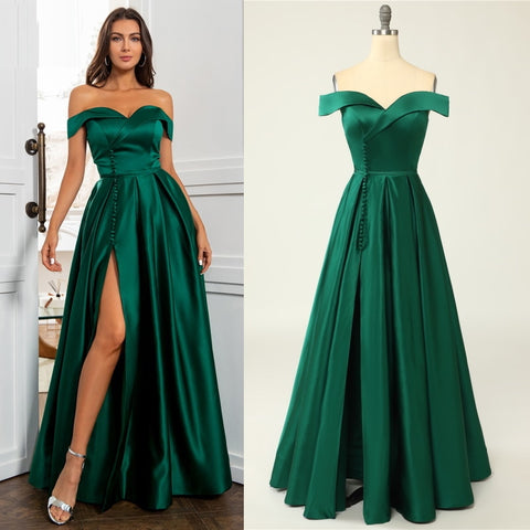 Off-Shoulder High Slit Formal Party Dresses