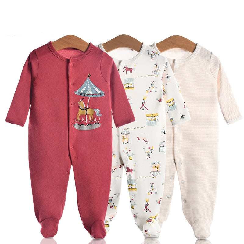 3 Pcs/Lot Newborn Jumpsuit Baby Rompers Long Sleeve Infant Clothing Cotton Baby Boys Girls Clothes 0-12Months Ropa Bebe