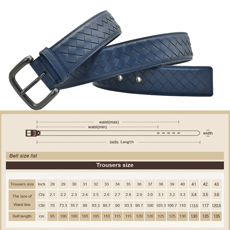 Western Hand Brided Black Coffee Blue Leather Pin Buckle Men Belt Fashion Jeans Causal Pants Belt