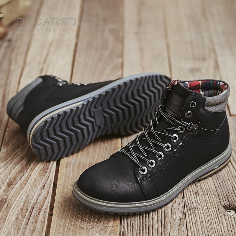 DECARSDZ, botas para hombre, botas cómodas para exteriores para hombre, moda para hombre, zapatos clásicos de cuero de alta calidad para otoño, botas de invierno duraderas de marca para hombre 