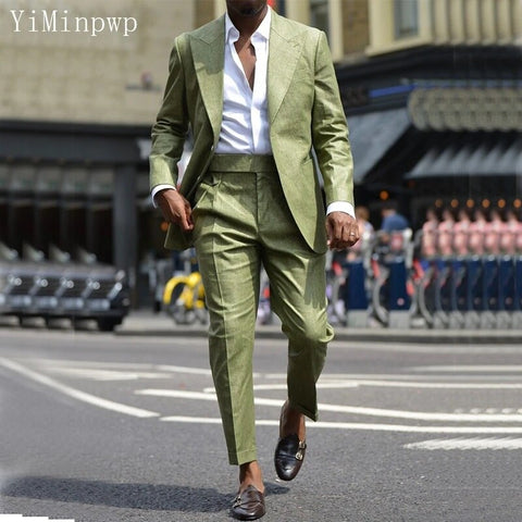 Summer Army Green Men Suits