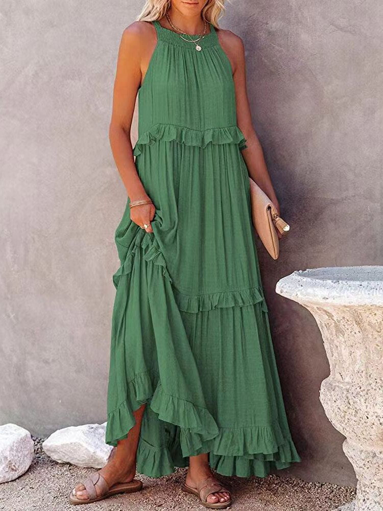 Casual Loose Sleeveless Hollow Tie-Up Dress