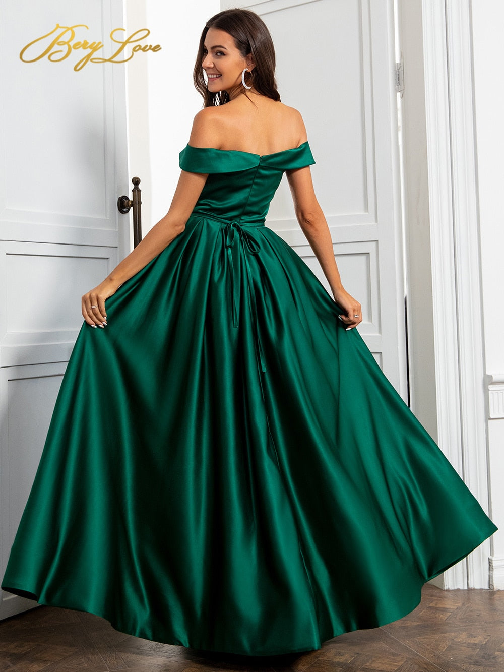 Off-Shoulder High Slit Formal Party Dresses