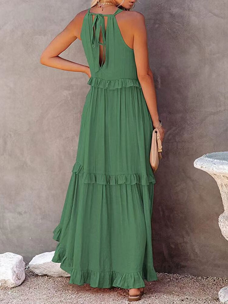 Casual Loose Sleeveless Hollow Tie-Up Dress